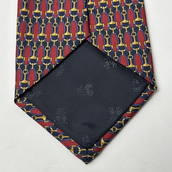 Brooks Brothers Makers Mens Tie Red With Blue Orange 3.75 X 56 - Picture 9 of 12